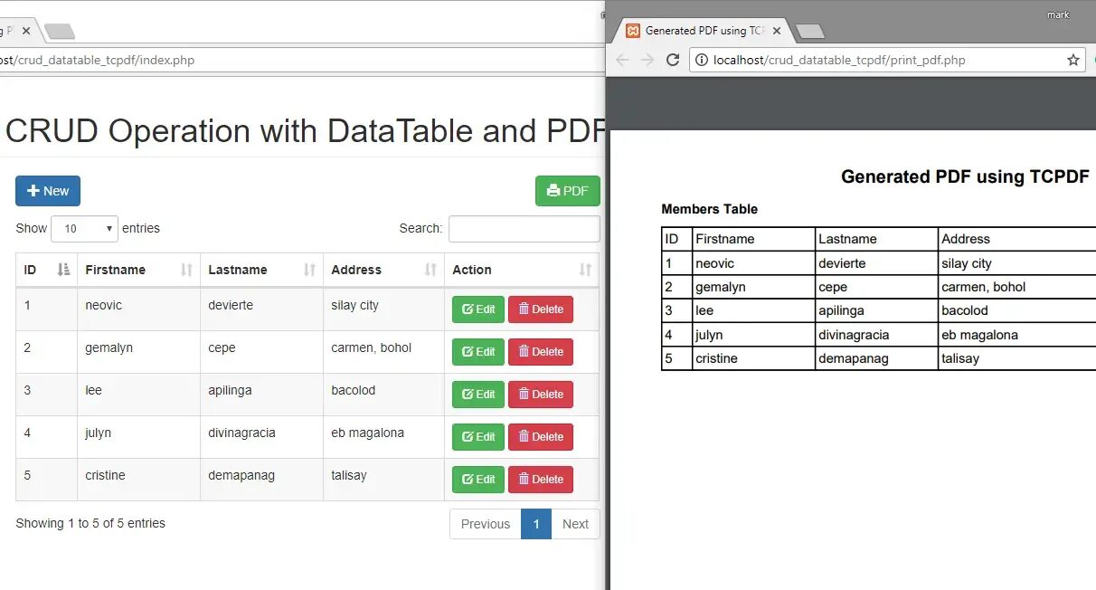 Data table