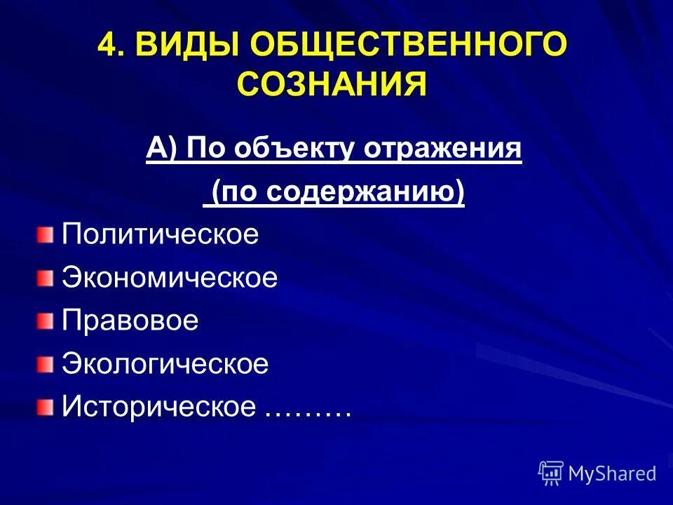 Видами общественного сознания являются. Виды общественного сознания. основные типы общественного сознания. типы формы общественного сознания. выделите виды общественного сознания:.
