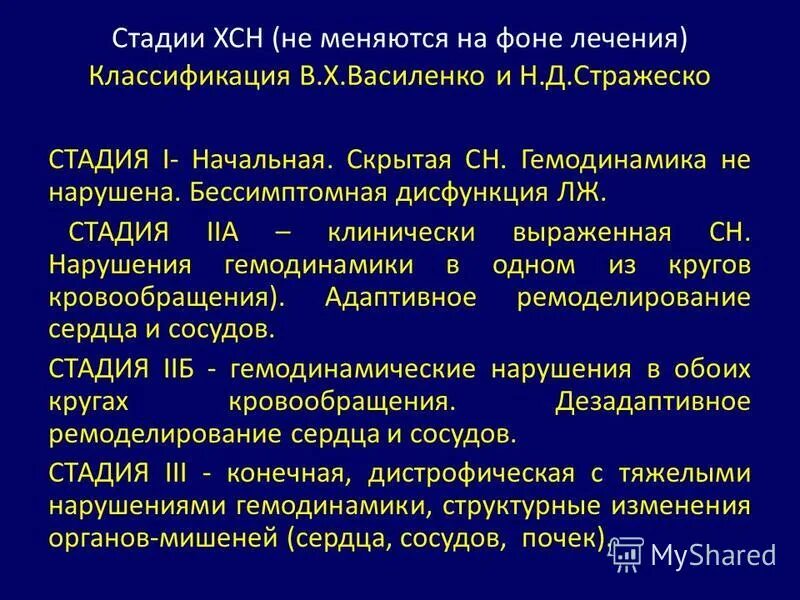 сердечная недостаточность по стражеско-василенко. хсн классификация по стадиям по стражеско василенко. василенко). недостаточность кровообращения классификация по стражеско.