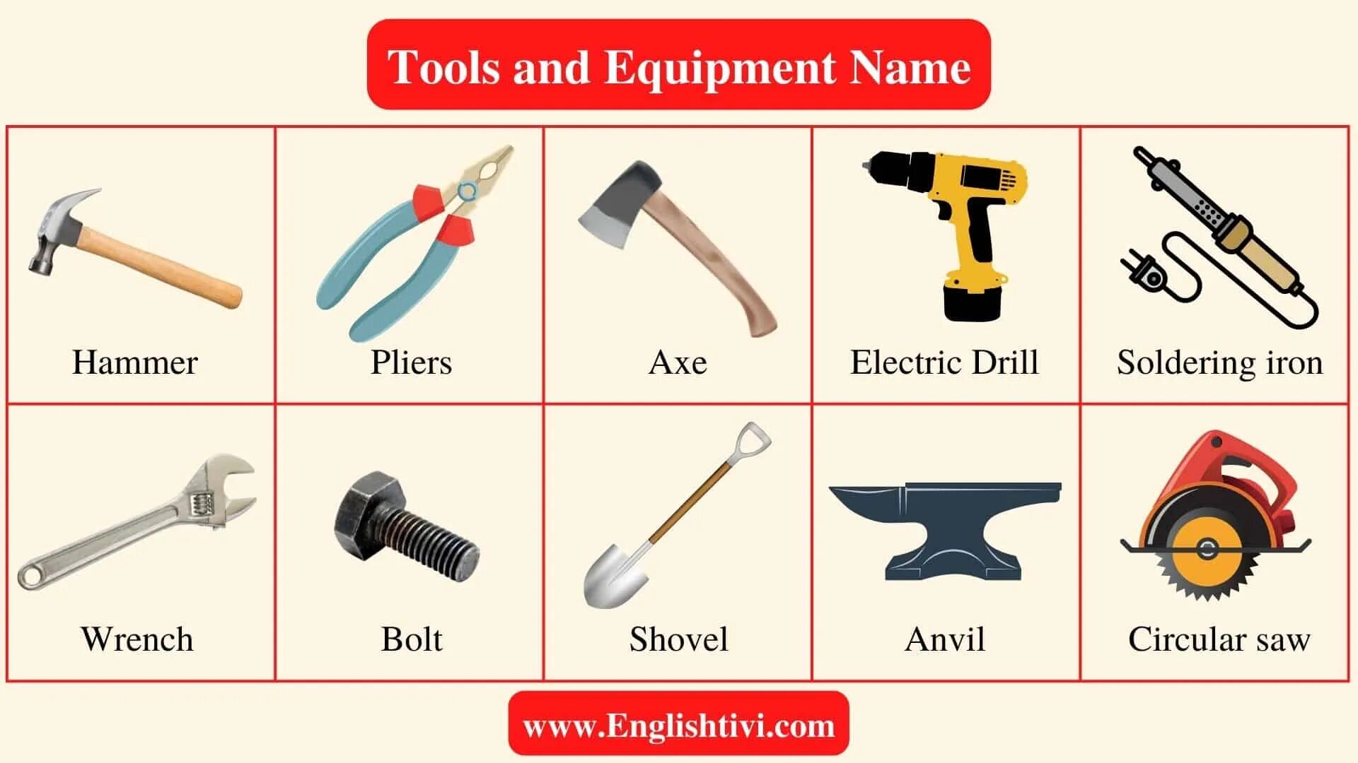 Tool list. Name of Equipment.