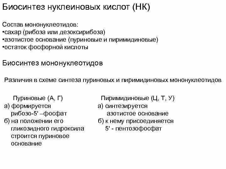 Биосинтез нуклеиновых кислот. Биосинтез мононуклеотидов. . Биосинтез нуклеиновых. Дополнительные пути синтеза мононуклеотидов.