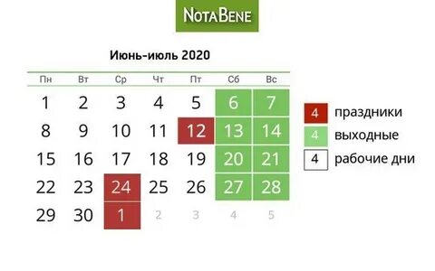 Выходные июне 2020