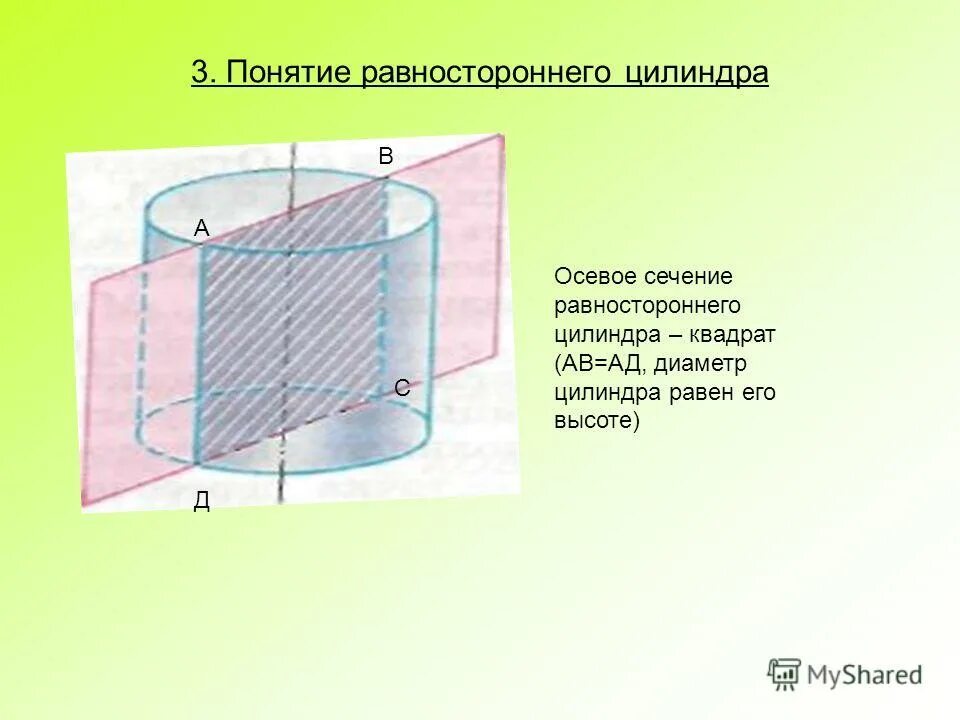 Осевое сечение цилиндра квадрат со стороной 8