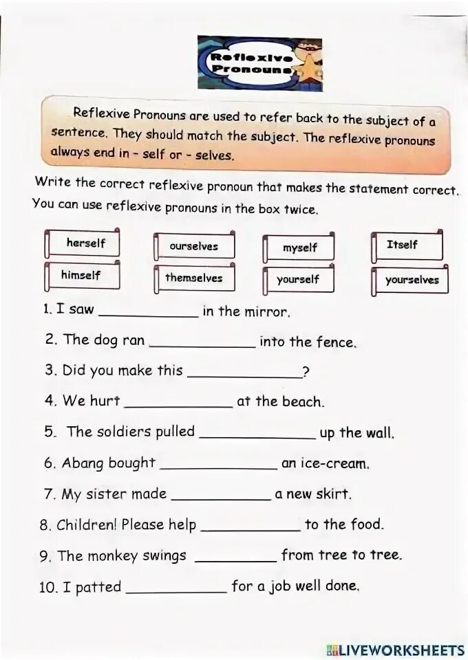 Возвратные местоимения Worksheets. Reflective pronouns Worksheet. Reflexive pronouns Worksheets. Reflexive pronouns exercises. Reflexive worksheets