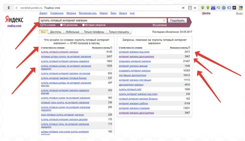 Поиск слов в интернете. Интернет магазин php.