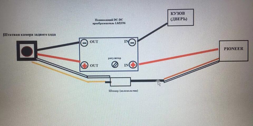 Подключение штатной камеры заднего хода к нештатному магнитофону Pioneer Toyot