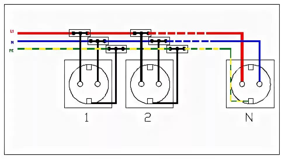Последовательное соединение розеток. Схема подключения сдвоенной розетки. Схема подключения блока розеток с заземлением. Схема соединение проводов двойной розетки с заземлением. Схема расключения двойной розетки.