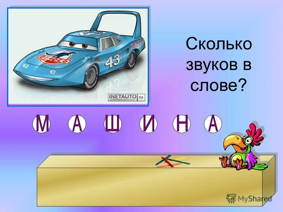 В русский язык слово автомобиль пришло. Количество звуков в слове. Звуки в слове машина. Машина сколько звуков. Машина игра сколько.