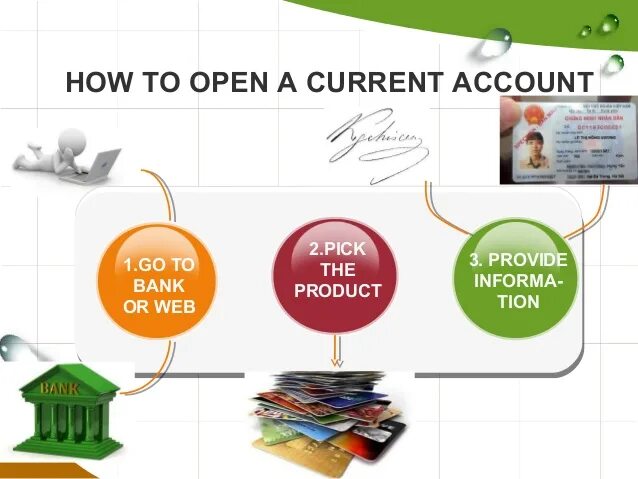 Current banking. Opening a Bank account. How to open a Bank account. Current Bank account. To the Bank или to a Bank.