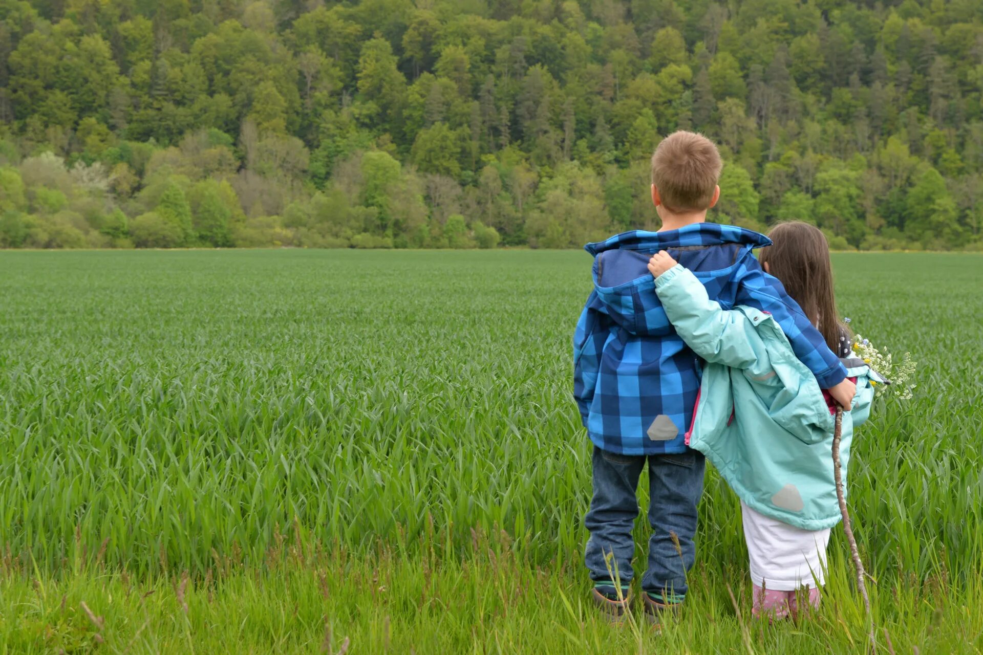 Женщина и 14 летний мальчик. Дети в поле. Дети на лугу. Ребенок в поле спиной. Мальчик и девочка в поле.