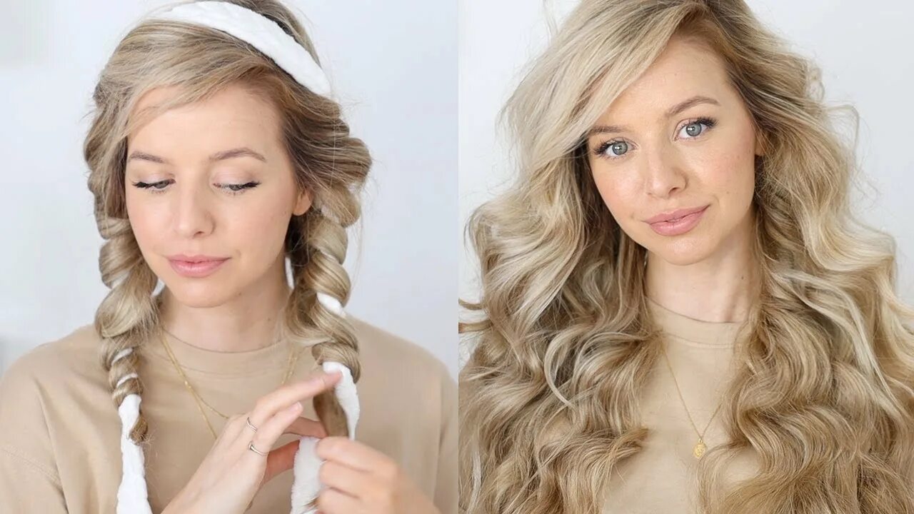 Heatless Curls. Локоны без плойки. Кудри без плойки и бигуди. Локоны без бигуди. Накрутить волосы на ночь бигуди