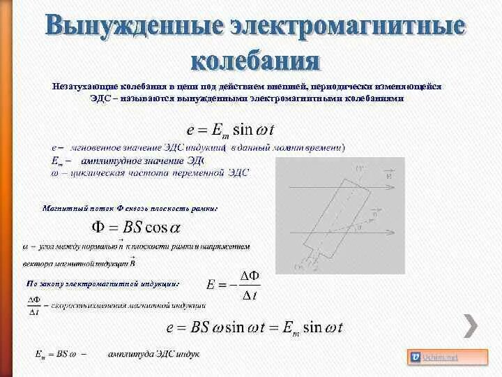 Какую характеристику свободных электромагнитных колебаний. Незатухающие электромагнитные колебания. Вынужденные незатухающие колебания. Уравнение гармонических незатухающих колебаний. Вынужденных электромагнитных колебаний.