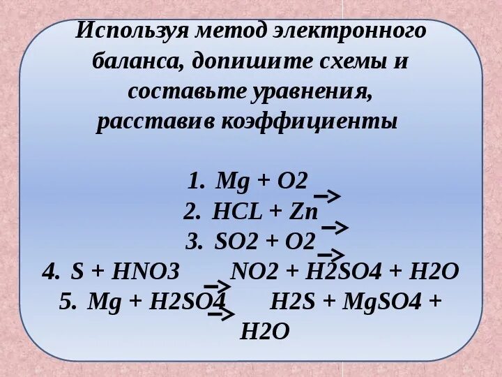 Расставить коэффициенты fe hcl