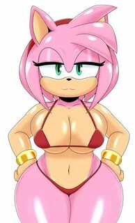 amy rose, sonic (series), big ass, big breasts, bikini, female, furry, pink...