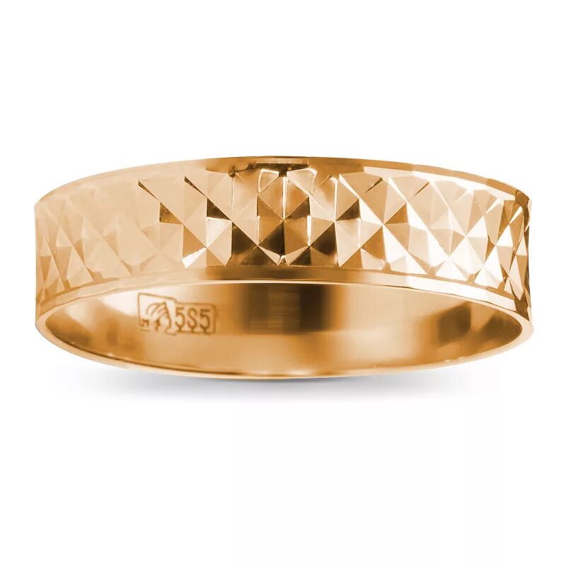 Кольцо с алмазной огранкой. Кольцо с позолотой 585 пробы. Обручальное кольцо из красного золота 01о010139 Эстет. Кольцо обручальное из красного золота (арт. Т140014724).