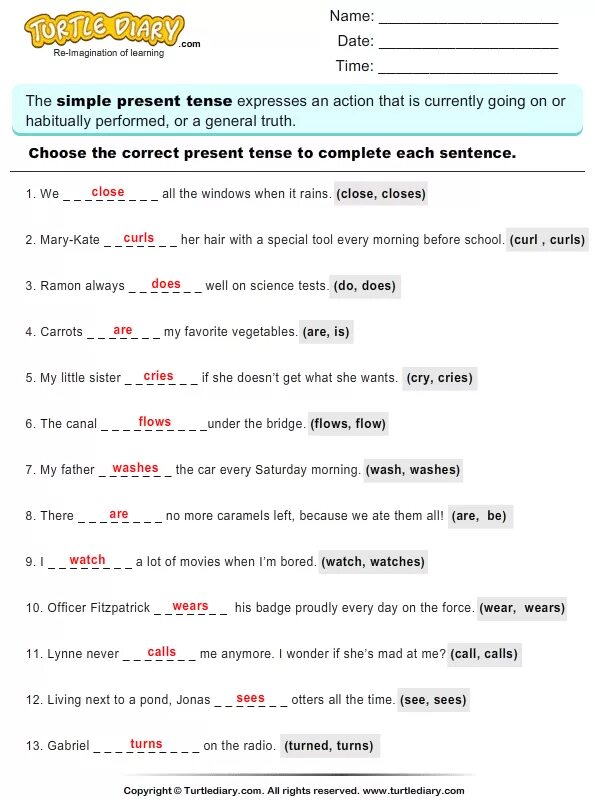 Choose the correct past tense. Present simple exercises. Present Tenses Worksheets. Present simple Worksheets. Tenses Worksheets.