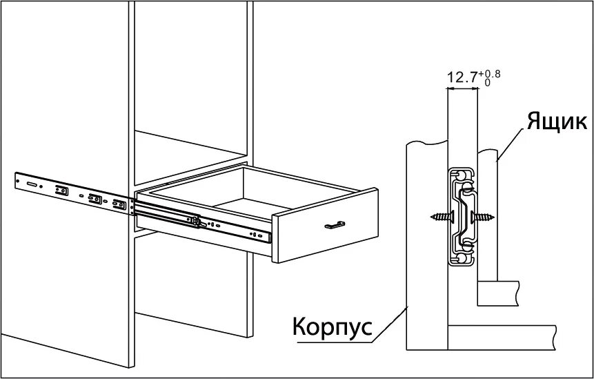 Как крепятся выдвижные. Схема установки шариковых направляющих для выдвижных ящиков. Схема сборки шариковых направляющих для выдвижных ящиков. Схема крепления шариковых направляющих для выдвижных ящиков. Направляющая полного выдвижения как установить.