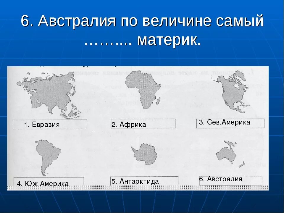 На контурной карте подпишите названия материков