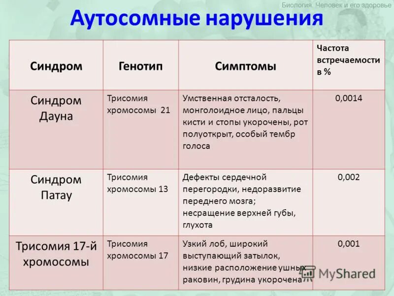 Аутосомные хромосомы заболевание. Хромосомные аутосомные заболевания. Аутосомные синдромы заболевания.