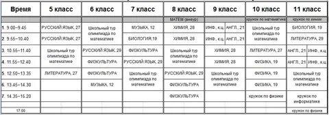Расписание фмл