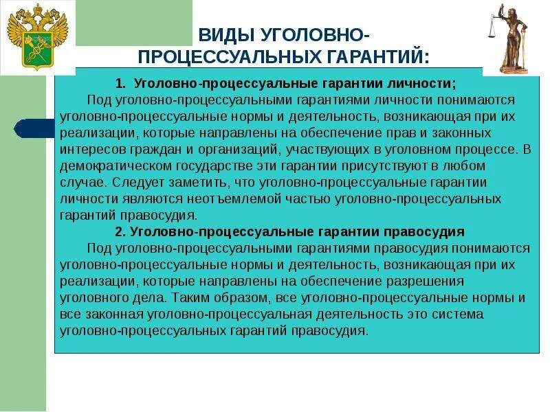 Прав и законных интересов обвиняемых. Процессуальные гарантии в уголовном процессе. Уголовно-процессуальные гарантии виды. Виды процессуальных гарантий. Уголовно-процессуальные гарантии понятие.