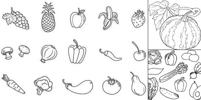 раскраска фрукты и овощи