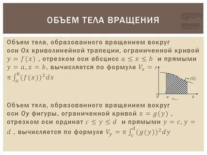 Объемы тел интеграл