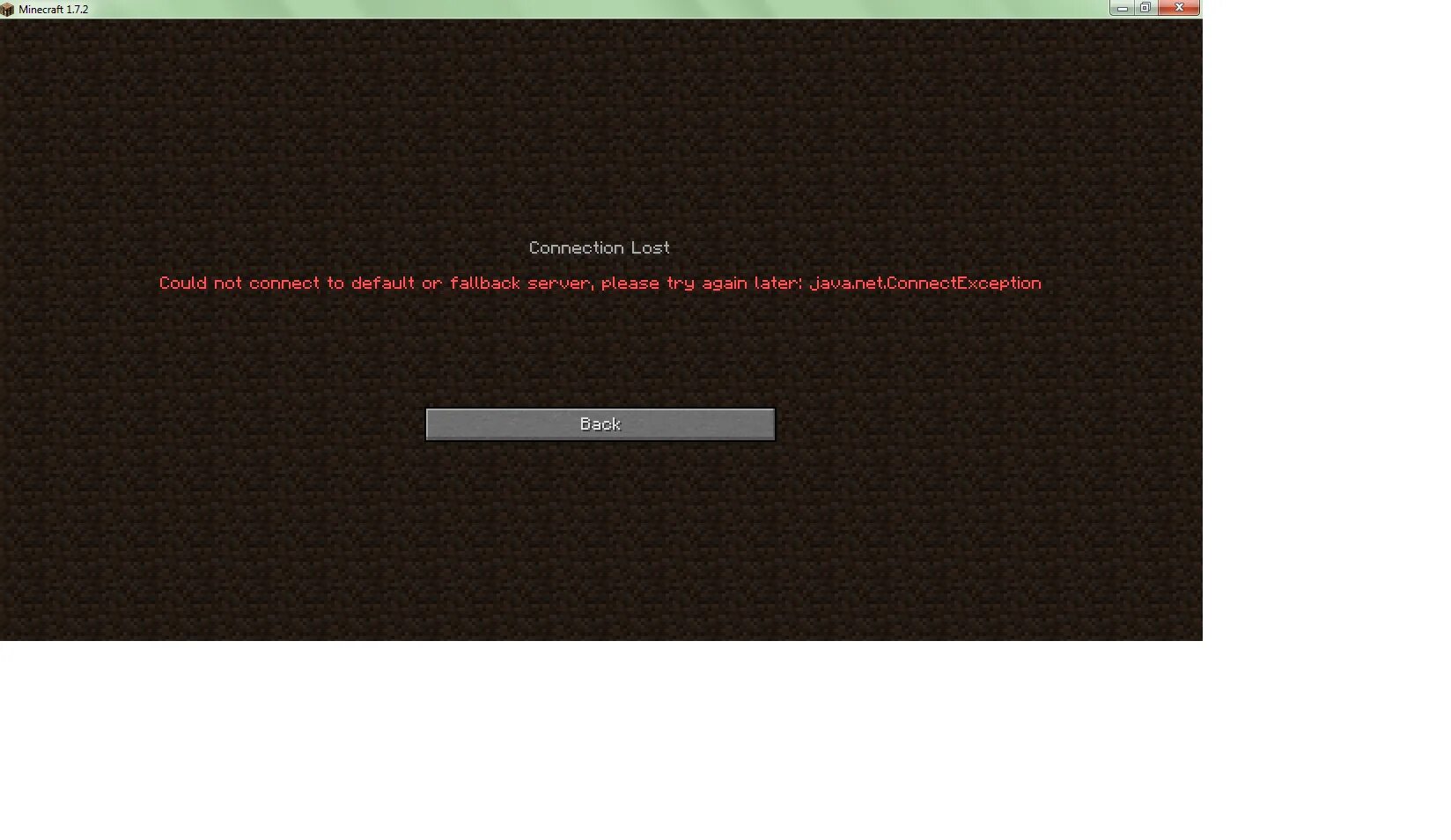 Failed to connect to the port. Failed to connect to the port