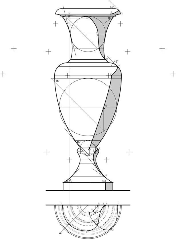 Ваза в компасе. Тени на балясине Начертательная геометрия. Балясина черчение МАРХИ. Балясина чертеж архитектурный МАРХИ. Собственные тени Начертательная геометрия.