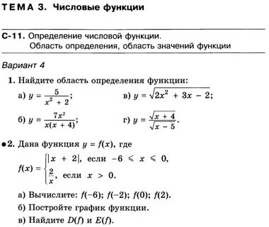 Самостоятельная область определения функции 9 класс