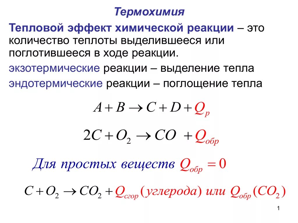 Тепловая реакция химия