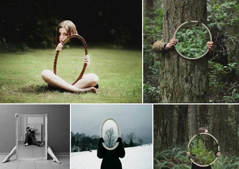 Новая жизнь зеркалу. Оригинальные фотосессии. Необычные фотосессии. Креативные фотосессии на природе. Необычные фотосессии с зеркалом.