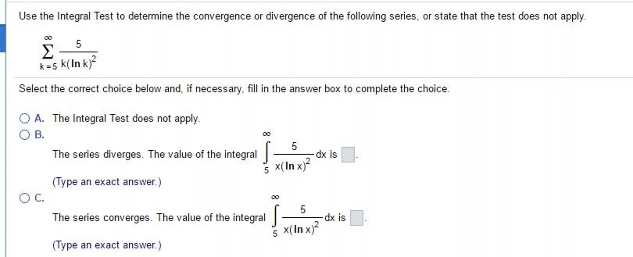 Integral Test. Integral Test for Convergence. Integral q^f(x) Convergence. Integral Convergence example.