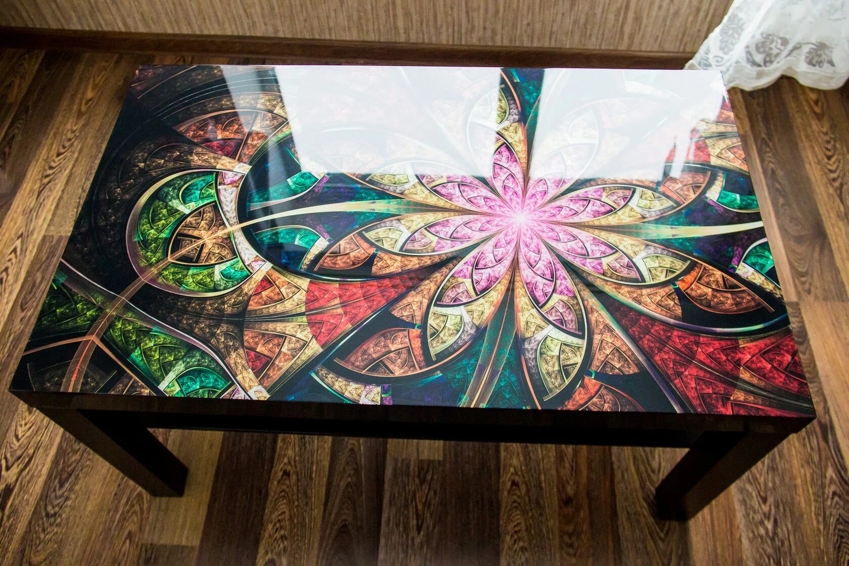 Роспись стеклянного столика. Стол панно. Витраж из эпоксидной смолы. 500х500 антика панно (комплект). Панно на стену над кухонным столом.