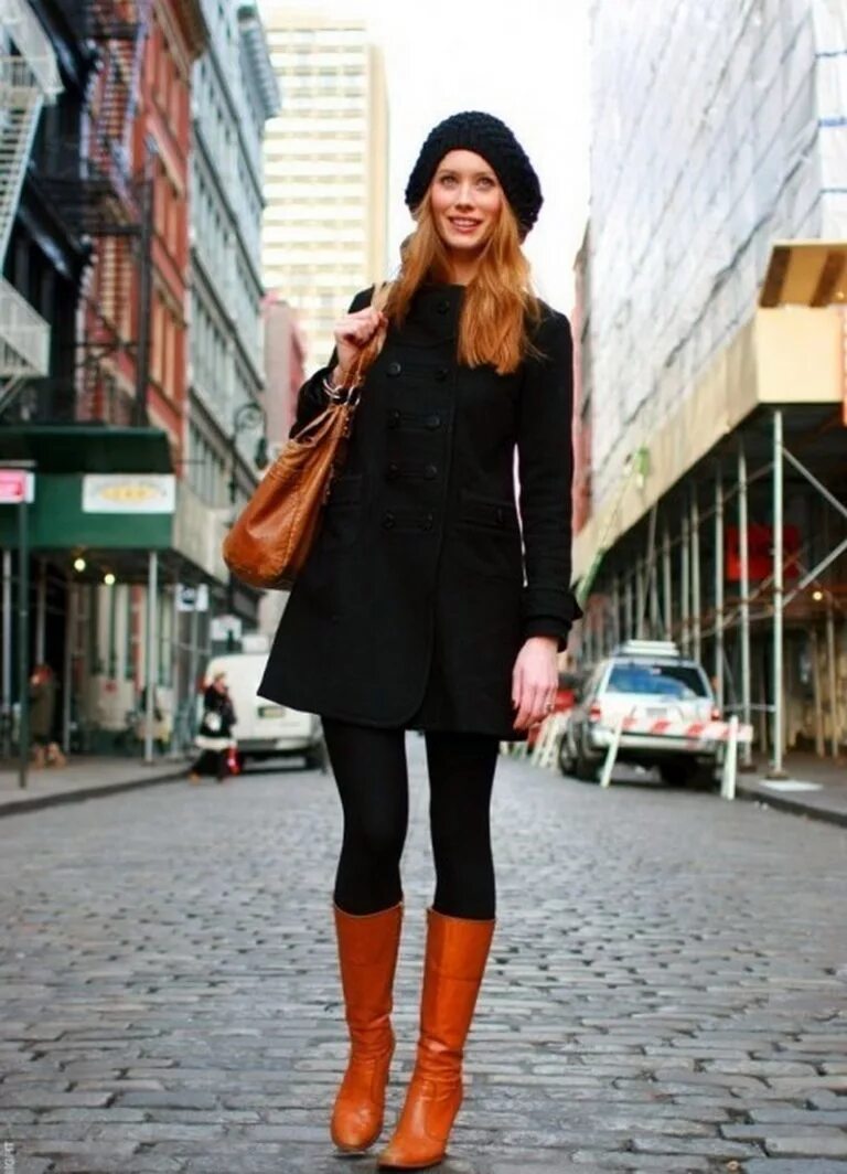 образы с рыжей сумкой. луки с рыжими ботинками. луки с рыжими ботильонами. сапоги длинные коричневые. образ с рыжими сапогами.