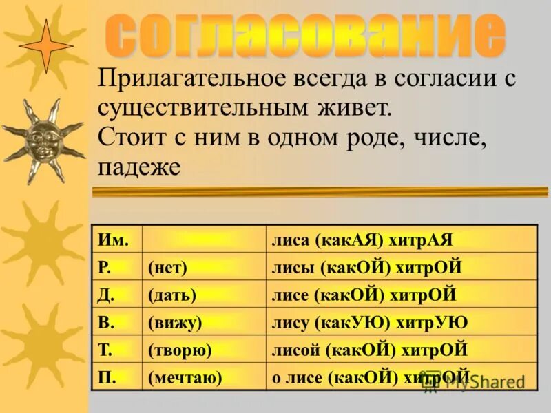 лиса какой падеж