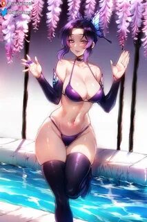 kochou shinobu, demon slayer, kimetsu no yaiba, 1girls, ai generated, bikin...