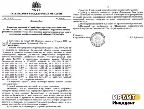 Указ губернатора Свердловской области. Указ губернатора Свердловской области о QR кодах. Указ губернатора подписанный врио губернатора.
