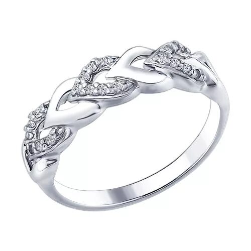 Серебряное кольцо с фианитами SUNLIGHT 94012235: белое серебро 925 пробы, фианит