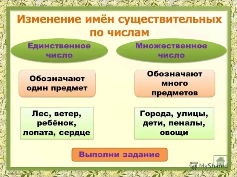Изменение имен существительных 2 класс