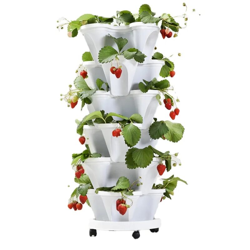 Hydroponic Stackable Vertical Plant Pot Plastic Flower Pot. Цветочный горшок штабелируемый садовый горшок. Многоярусные цветочные горшки. Кашпо многоярусное. Вертикальное выращивание клубники