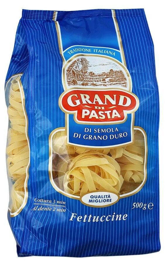 Макароны феттучине 500 гр. Макаронные изделия Grand di pasta Fettuccine 500 г. Макароны Grand di pasta фетучини, 500г. Макароны Fettuccine (феттучине) "Grand di pasta" 500 гр.