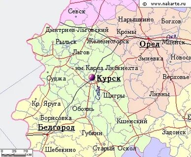 Где находится белгород и курск на карте
