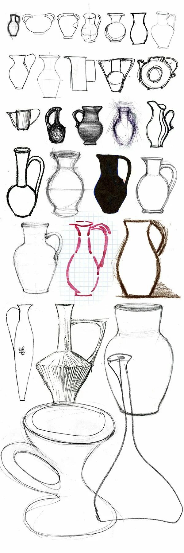 светотеневые зарисовки предметов. рисование крынки. поэтапное построение кувшина. конструктивное построение крынки. поэтапное построение кувшина.