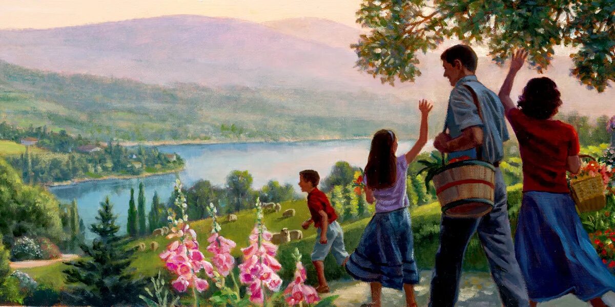 Новый мир ru. Рай на земле новый мир свидетели Иеговы. Иллюстрации свидетелей Иеговы семья. JW свидетели Иеговы семья.