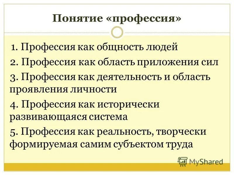 история понятия профессия