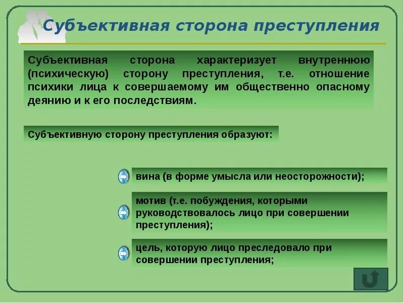 Субъективная сторона прест. Субъективная сторона в уголовном праве. Вина мотивы правонарушения