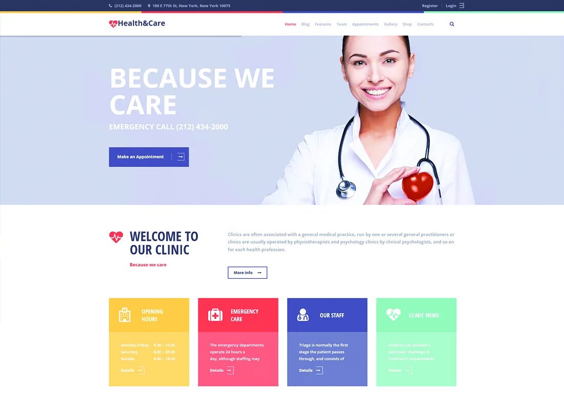 Западные медицинские сайты. Шаблон для медицинского центра. Medicine. Website of the Medical Clinic.