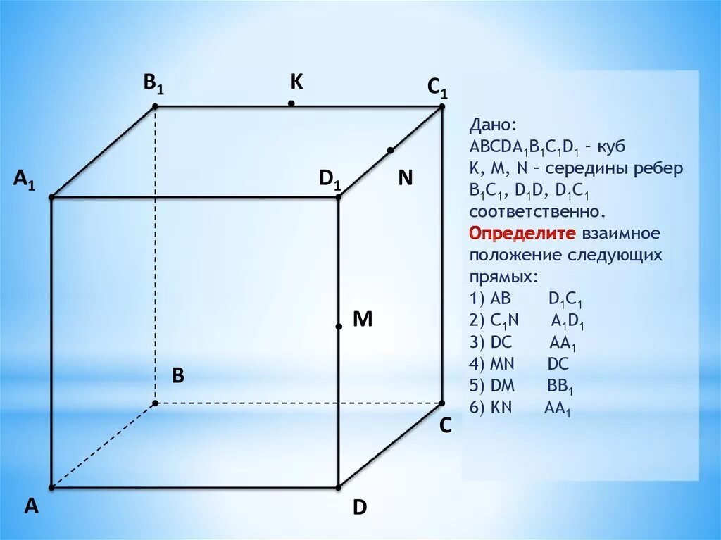 Ab 1 в кубе. Куб a1b1c1d1. Куб взаимное расположение прямых. Куб взаимное расположение прямых и плоскостей. Взаимное расположение прямой и плоскости куб.