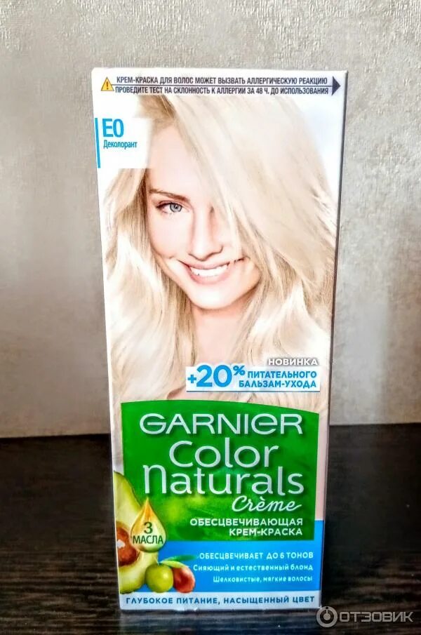 Garnier naturals отзывы. Краска для волос гарньер колор натуралс е0. Garnier Color naturals супер блонд (е0). Garnier краска Деколорант е0. Краска для волос гарньер блонд е0.